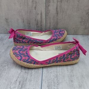 UGG Australia Indah Marrakesh Flat Twill Pink Blue Slipon Flats Women's Size 7